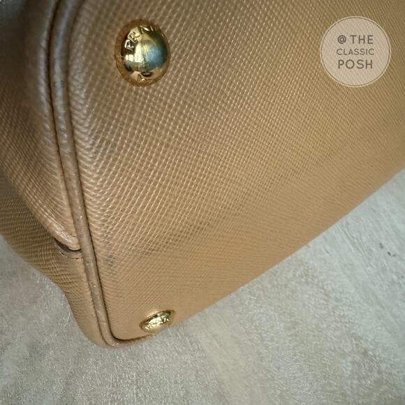 Prada Double Cuir Saffiano Leather Medium Camel Tote Shoulder Bag Retails $4950 - Picture 10 of 12